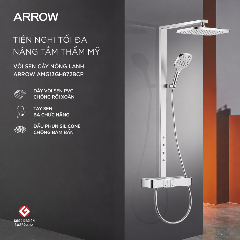 Vòi sen cây nóng lạnh Arrow AMG13GH872BCP