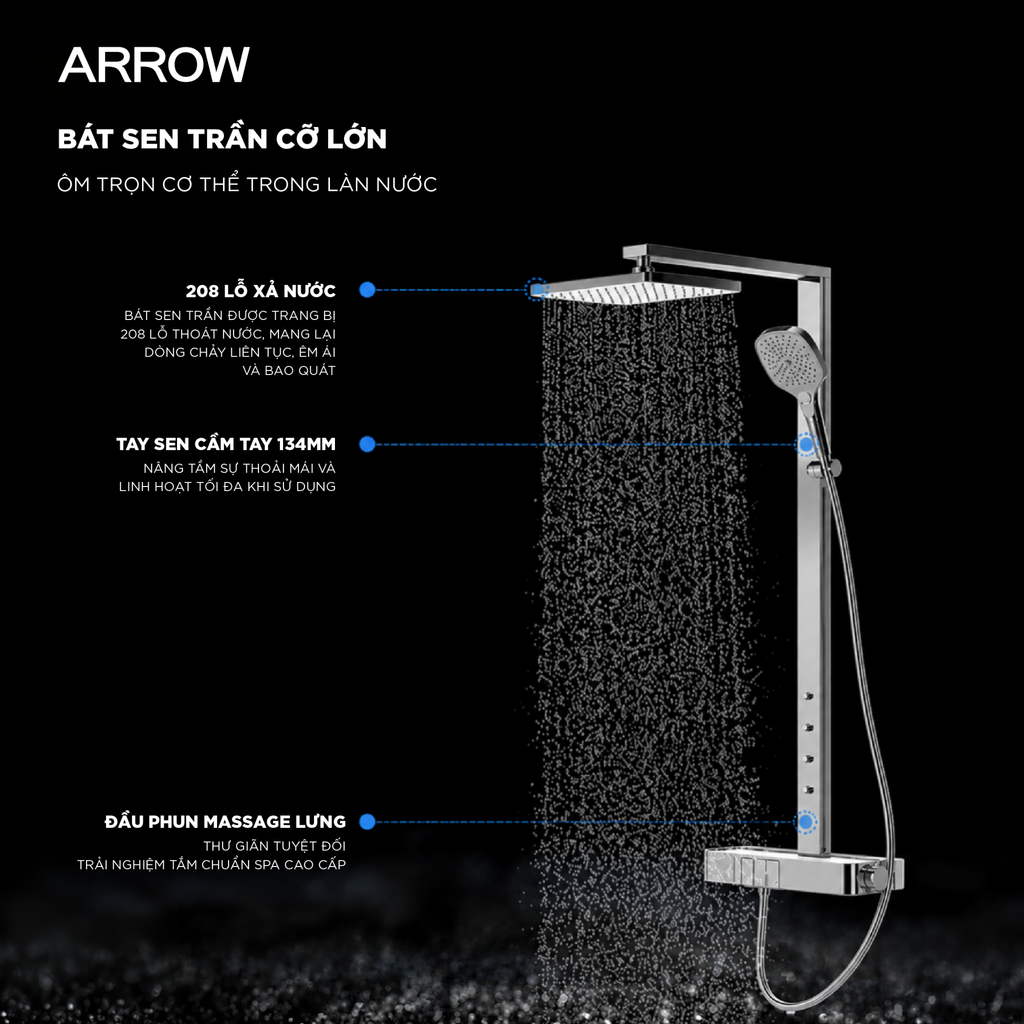 Vòi sen cây nóng lạnh Arrow AMG13GH872BCP