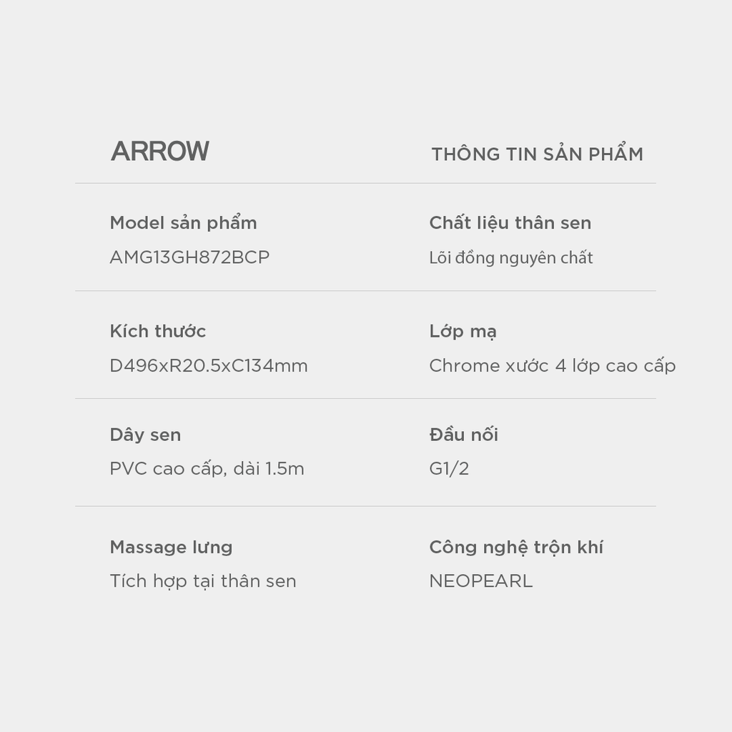 Vòi sen cây nóng lạnh Arrow AMG13GH872BCP
