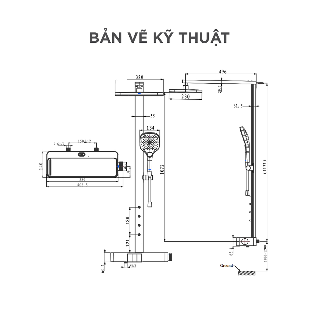Vòi sen cây nóng lạnh Arrow AMG13GH872BCP