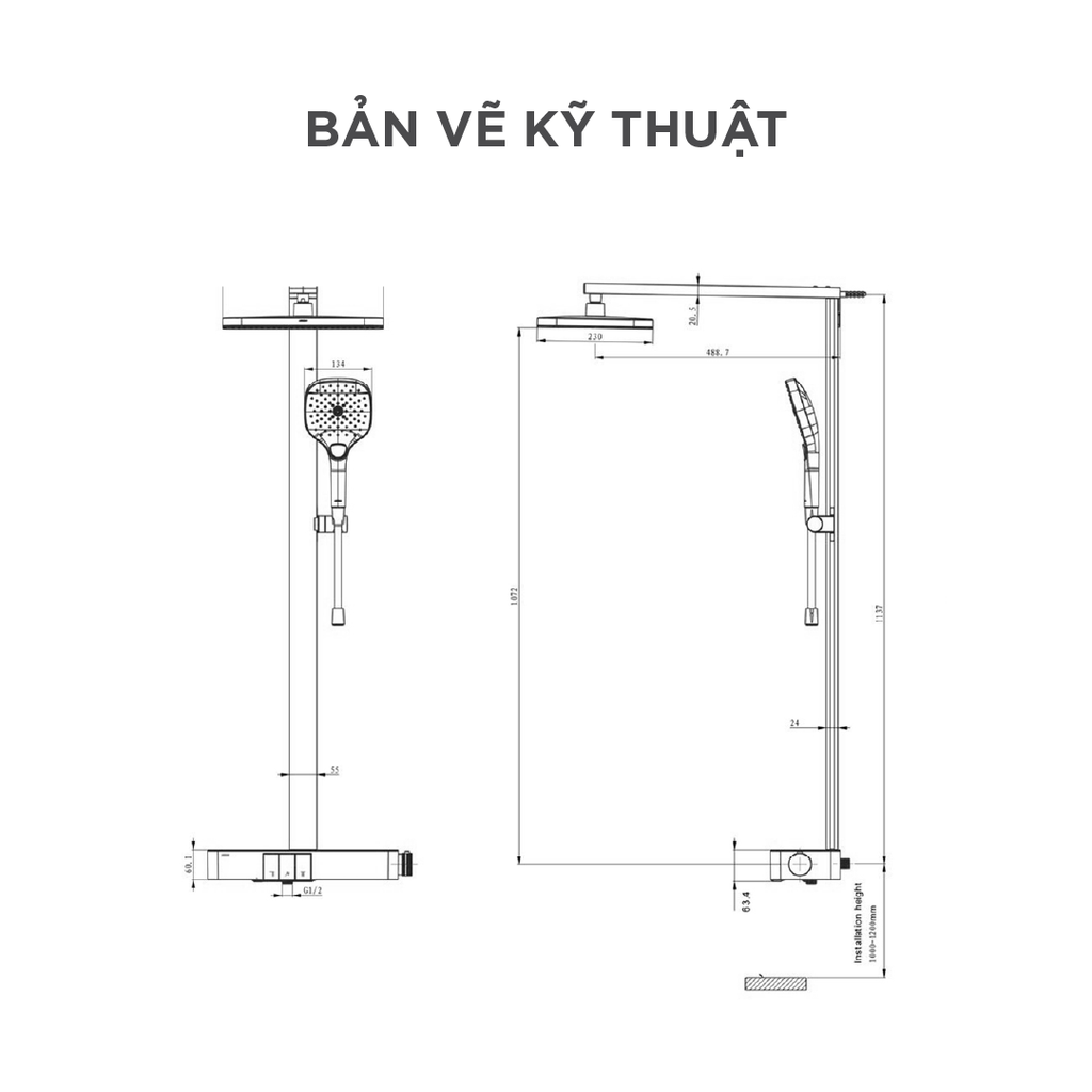 Vòi sen cây nóng lạnh Arrow AMG13GH872BGG