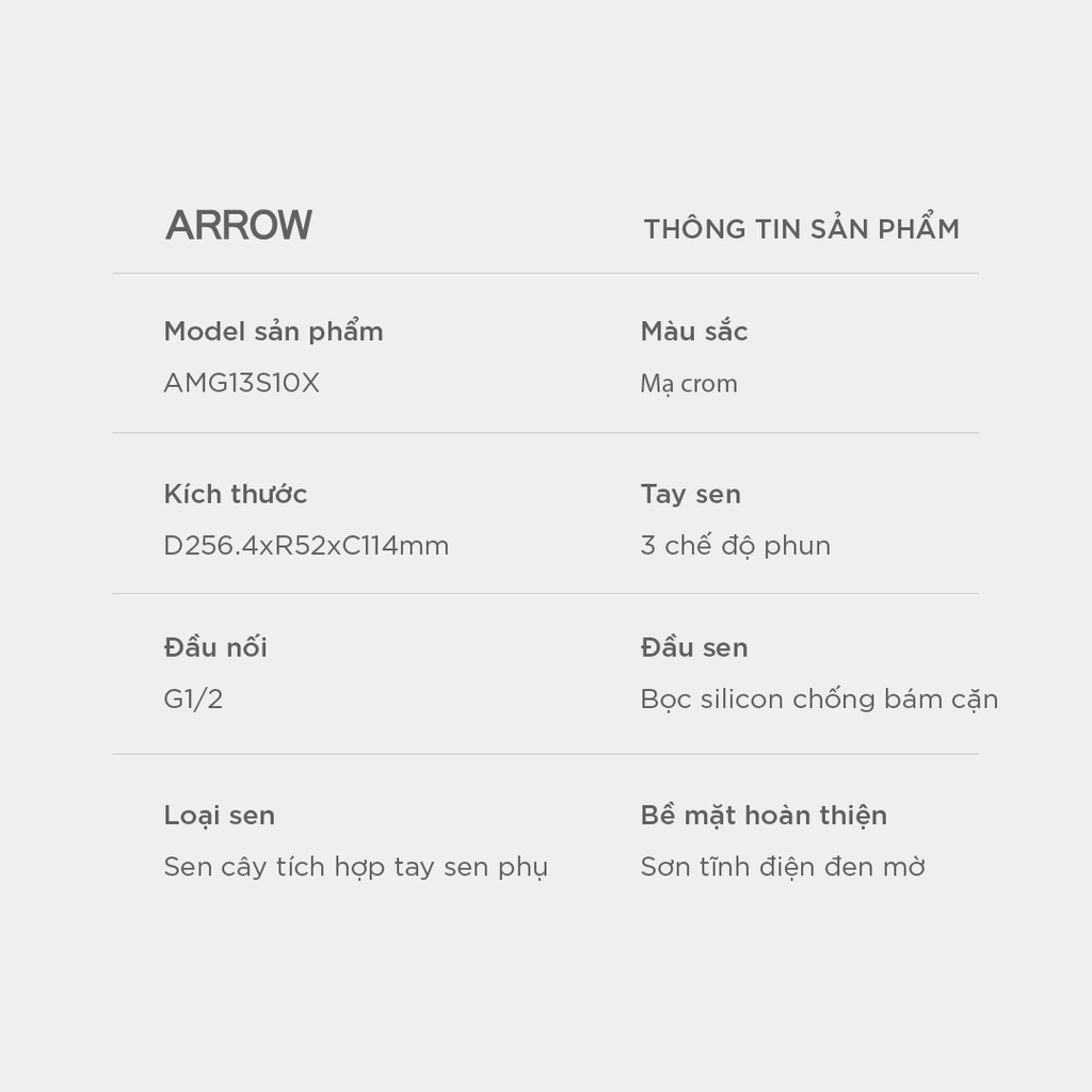 Vòi sen cây nóng lạnh Arrow AMG13S10X