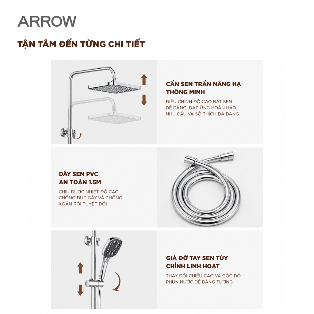 Vòi sen cây nóng lạnh Arrow AMG13SH32CP