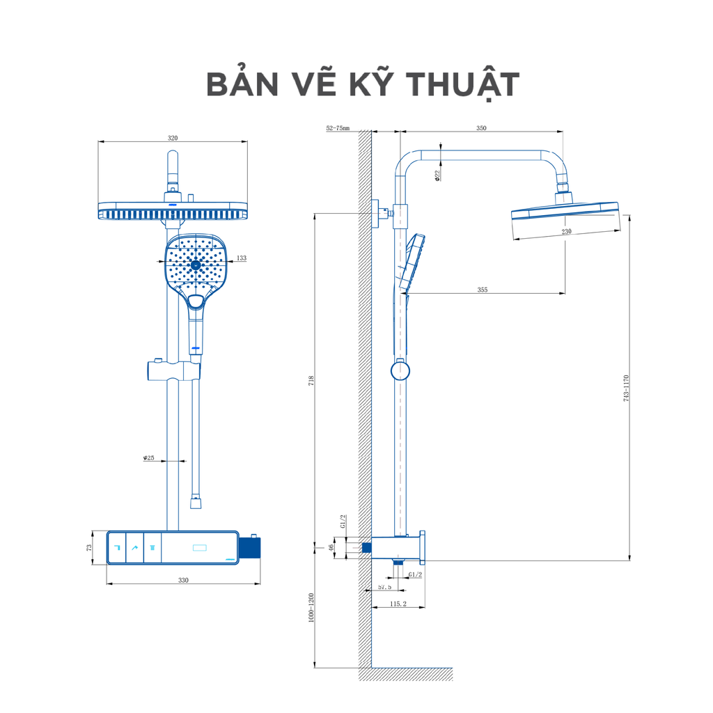Vòi sen cây nóng lạnh Arrow AMG13SH32CP