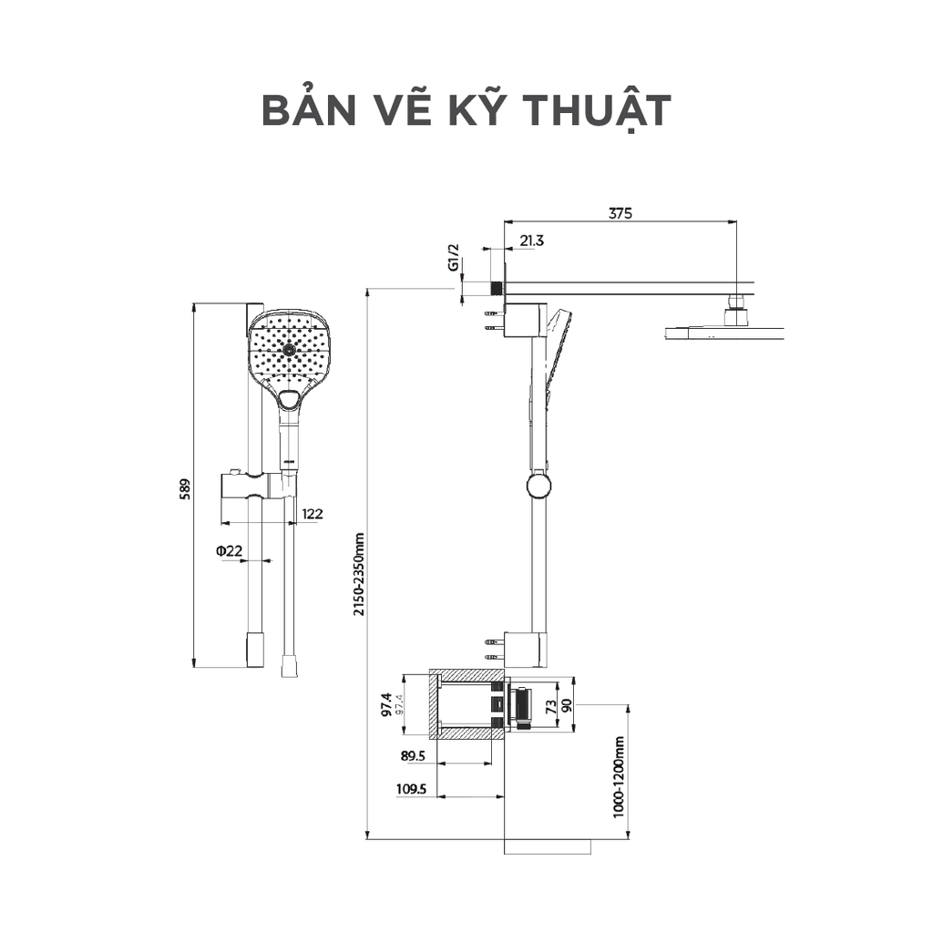 Vòi sen cây nóng lạnh Arrow AMG13SH32GG