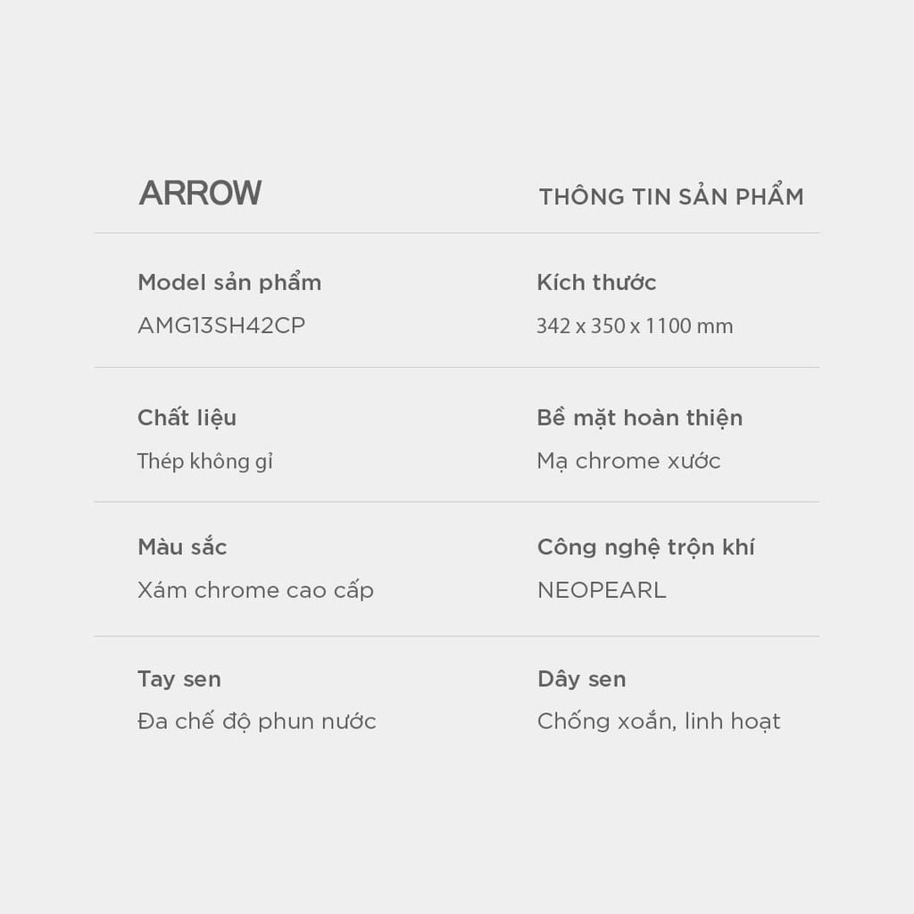 Vòi sen cây nóng lạnh Arrow AMG13SH42CP