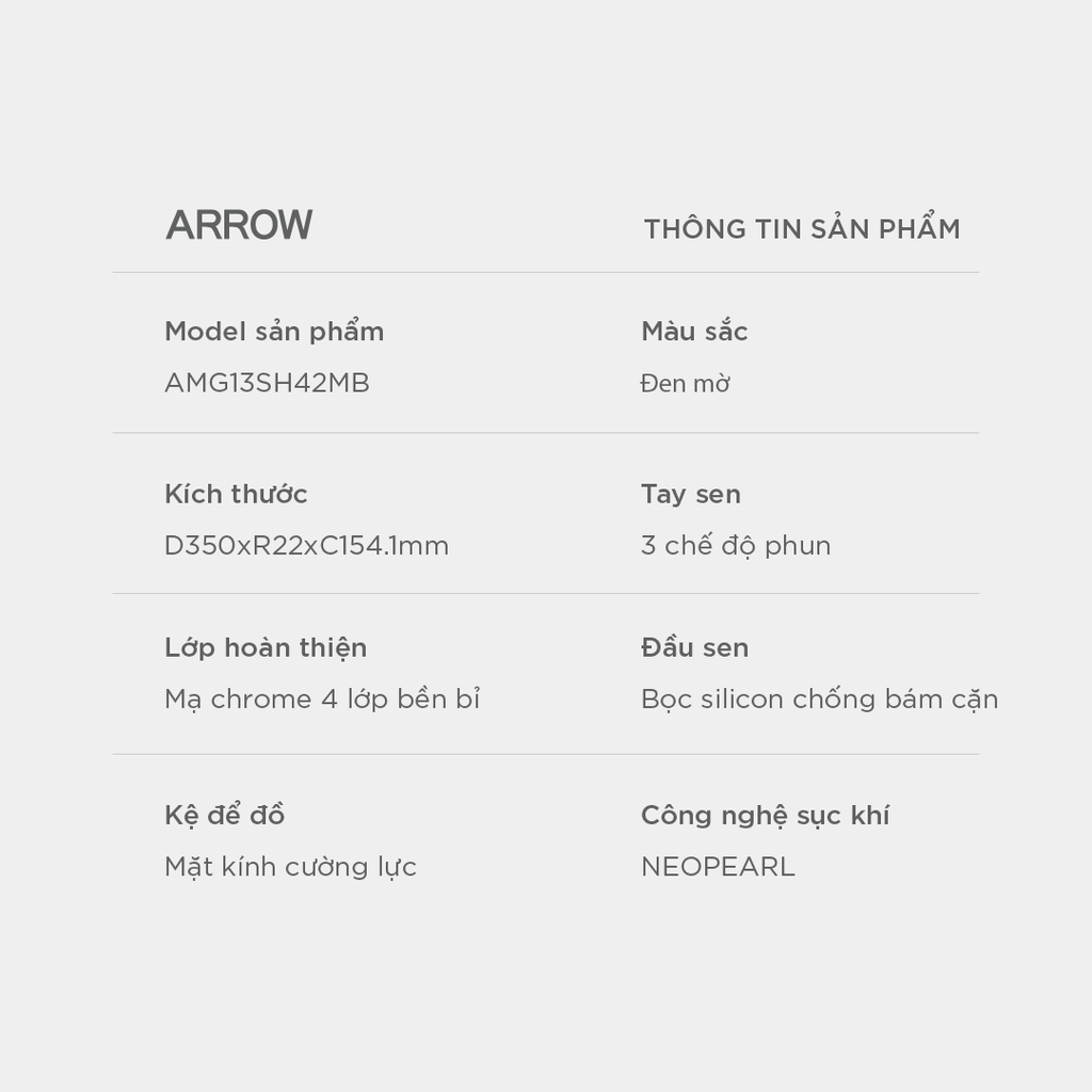 Vòi sen cây nóng lạnh Arrow AMG13SH42MB
