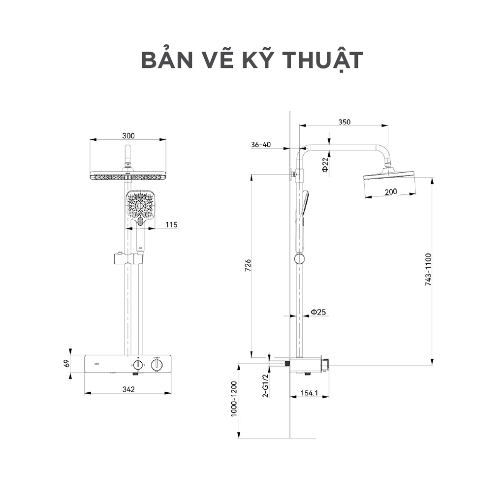 Vòi sen cây nóng lạnh Arrow AMG13SH42MB