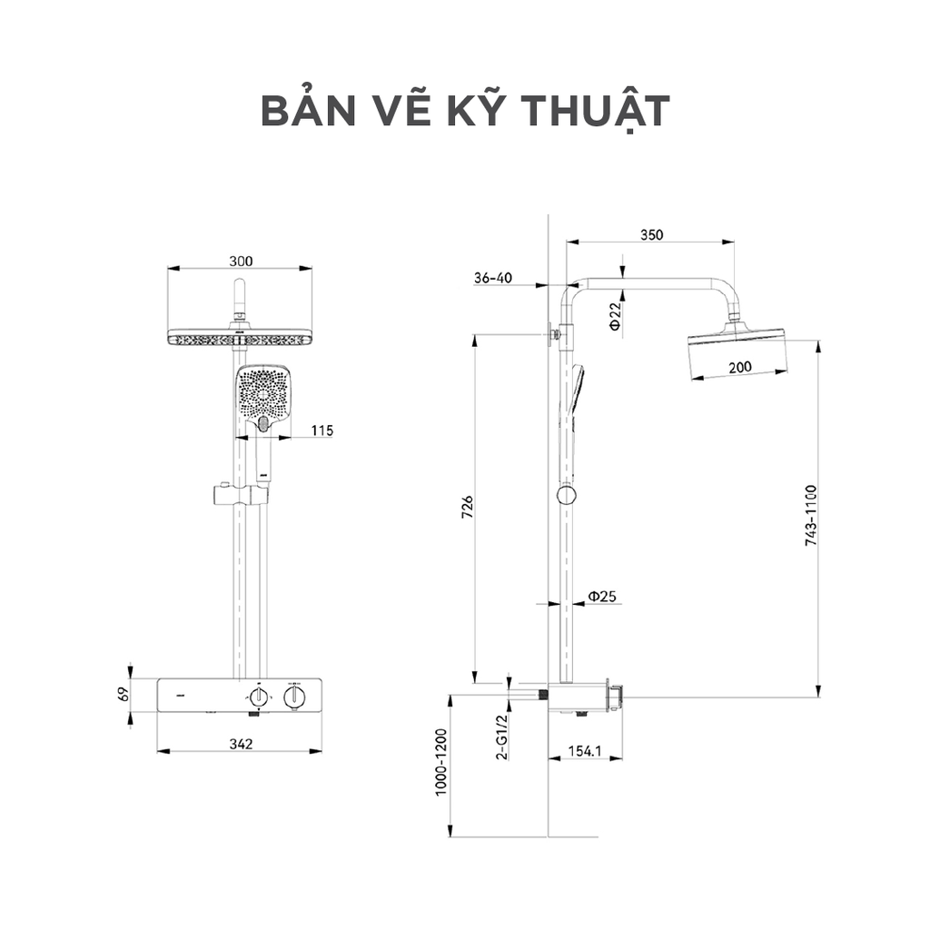 Vòi sen cây nóng lạnh Arrow AMG13SH42MW