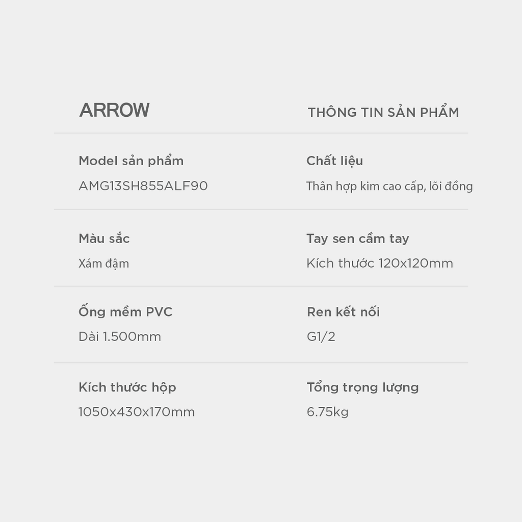 Vòi sen cây nóng lạnh Arrow AMG13SH855ALF90