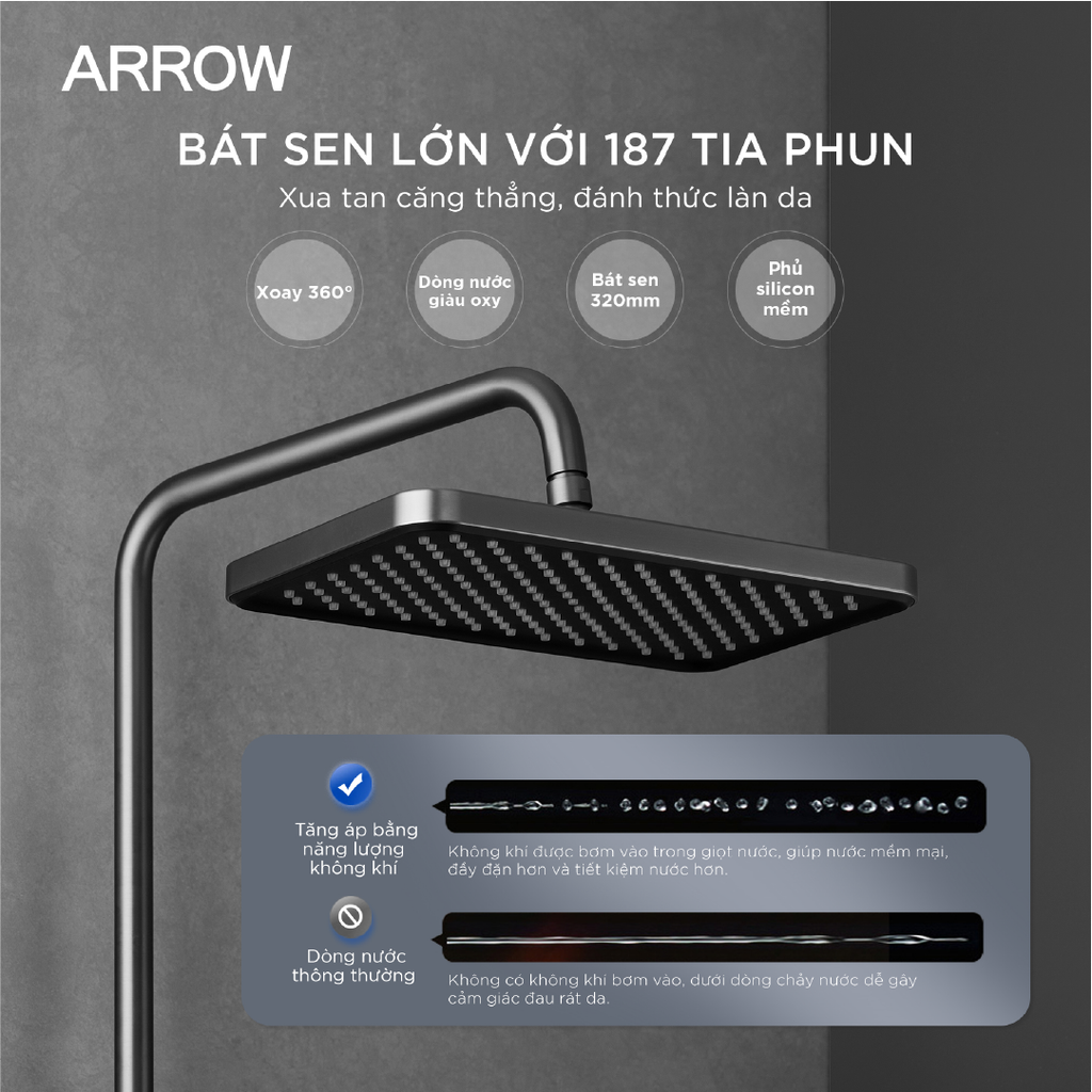 Vòi sen cây nóng lạnh Arrow AMG13SH855ALF90