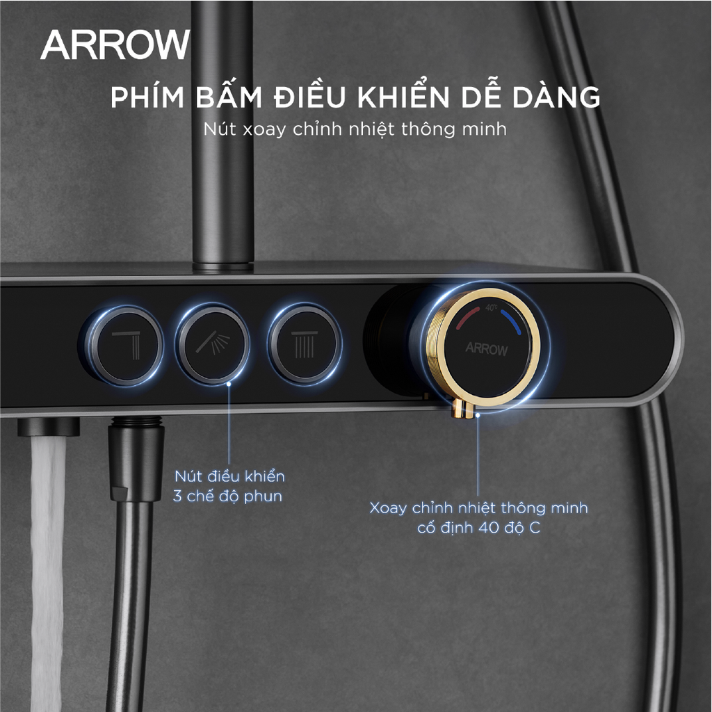 Vòi sen cây nóng lạnh Arrow AMG13SH855ALF90