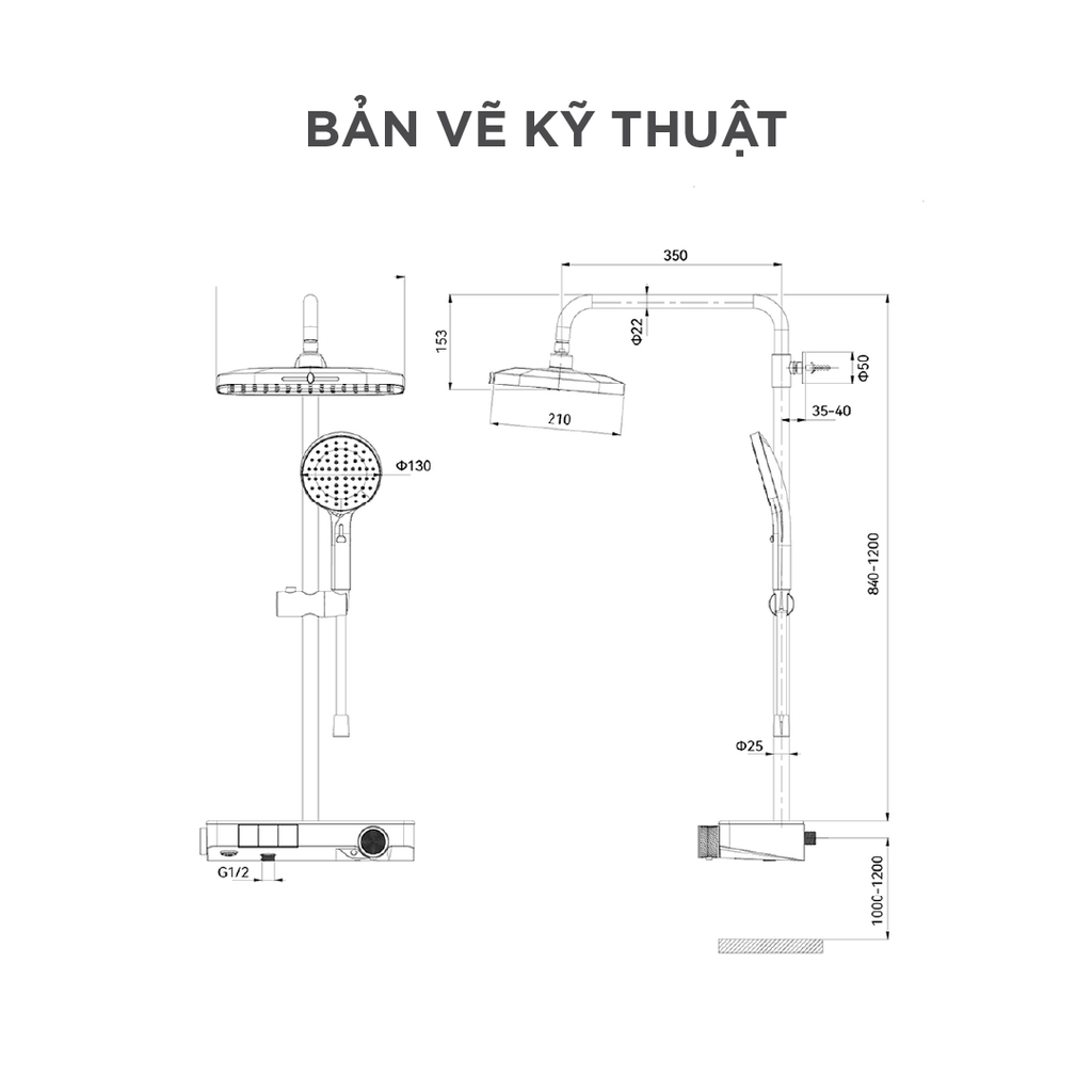 Vòi sen cây nóng lạnh Arrow AMG13SH868KGG