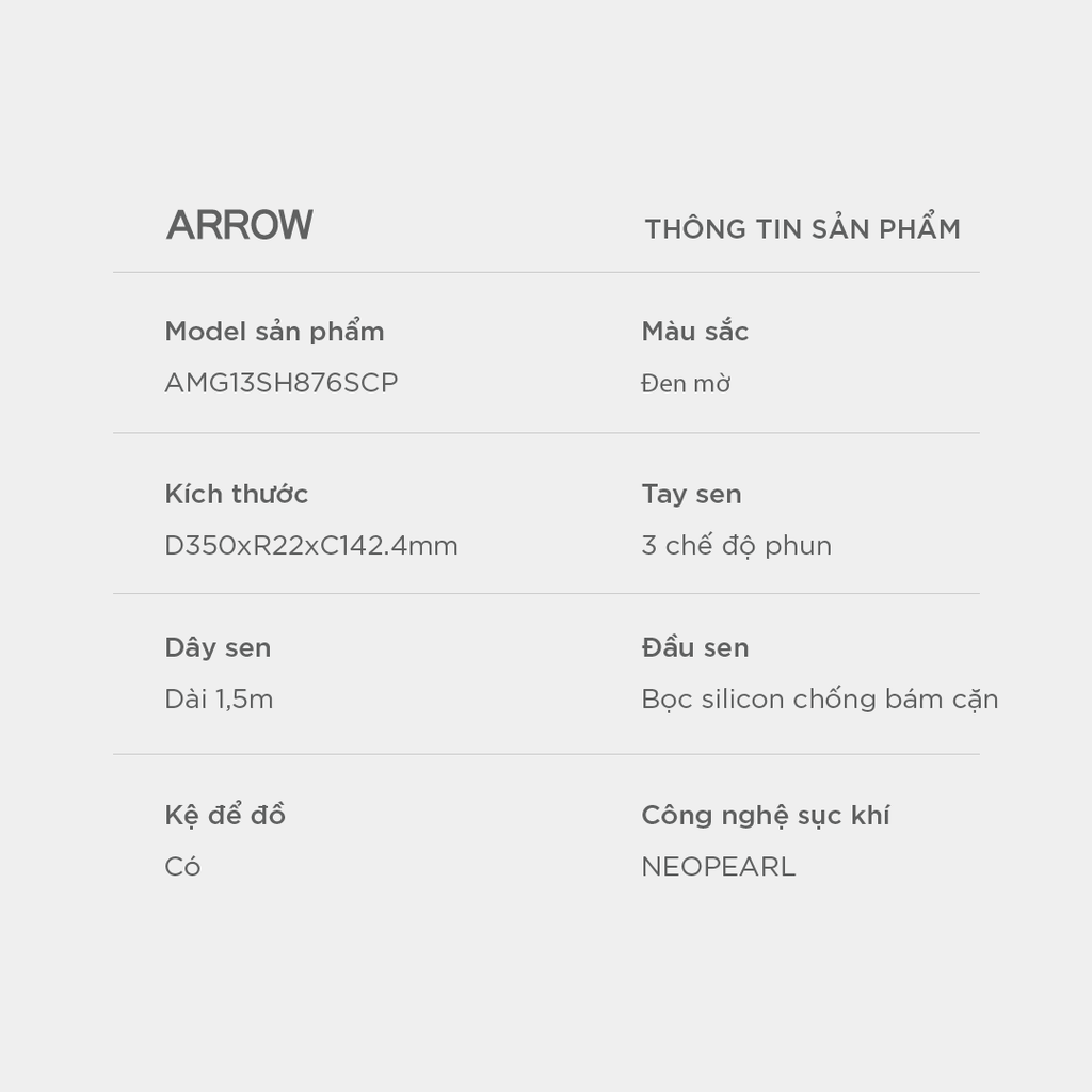 Vòi sen cây nóng lạnh Arrow AMG13SH876SCP