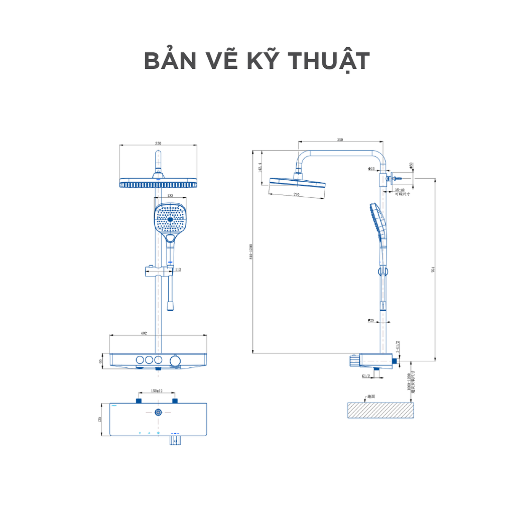 Vòi sen cây nóng lạnh Arrow AMG13SH876SGGP