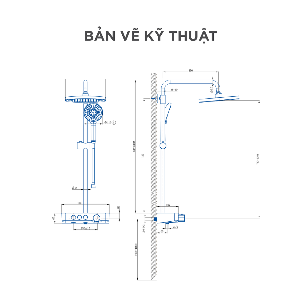 Vòi sen cây nóng lạnh Arrow AMG13SH877SGGP