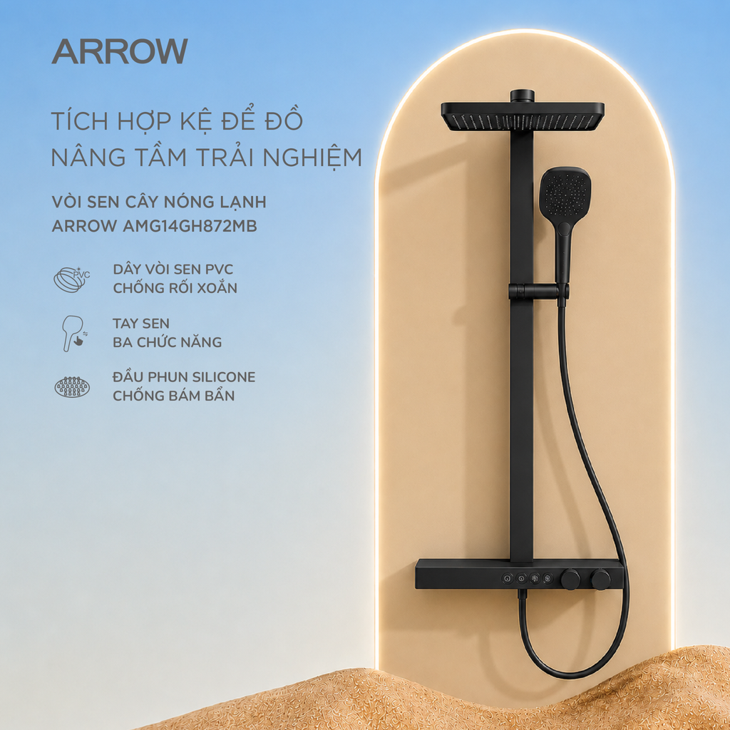 Vòi sen cây nóng lạnh Arrow AMG14GH872MB
