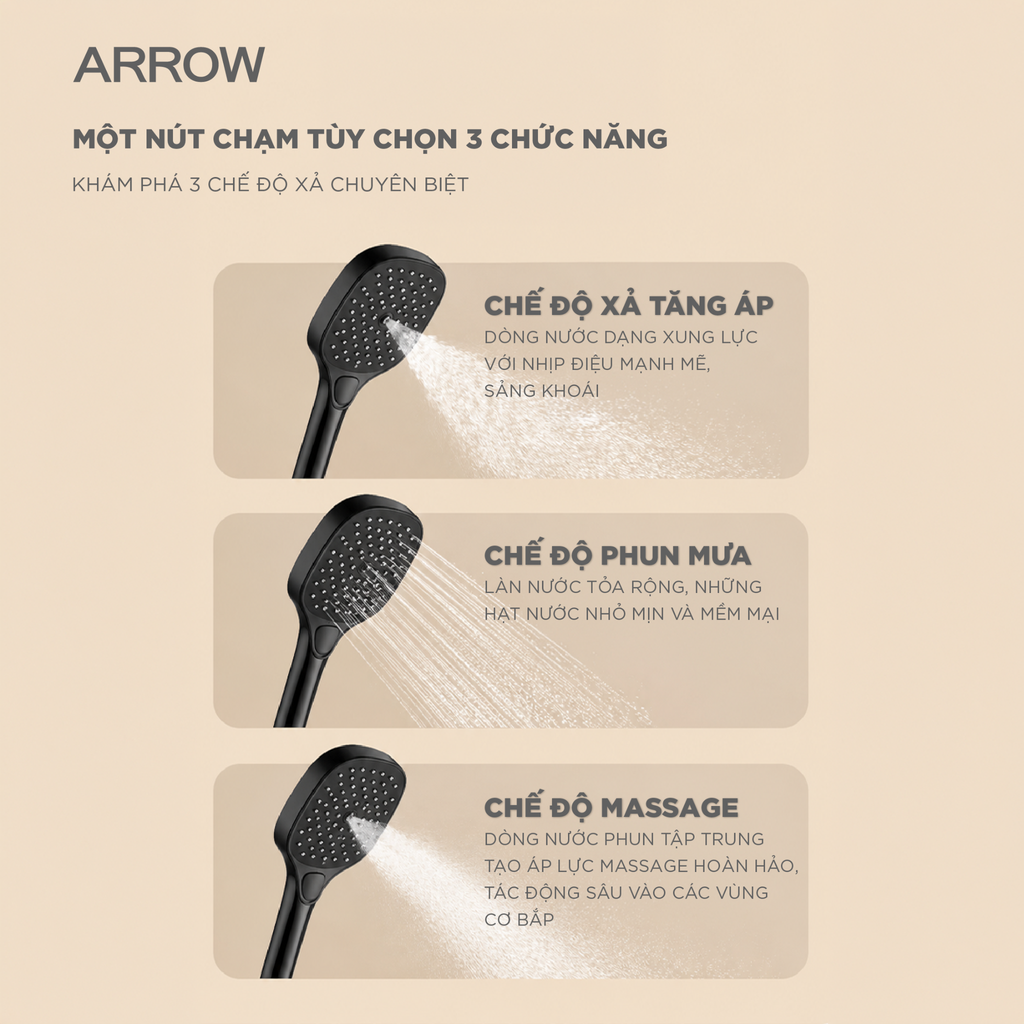 Vòi sen cây nóng lạnh Arrow AMG14GH872MB