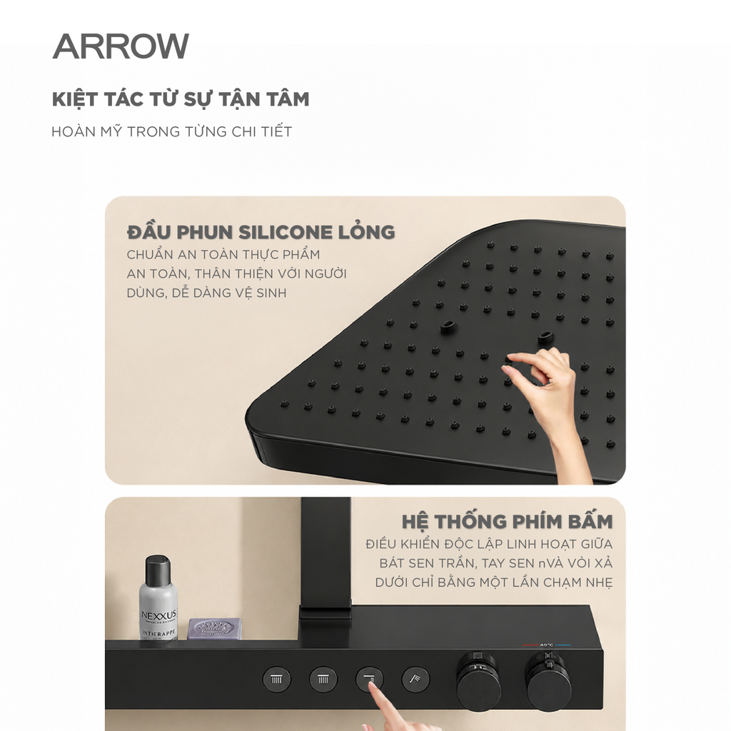 Vòi sen cây nóng lạnh Arrow AMG14GH872MB