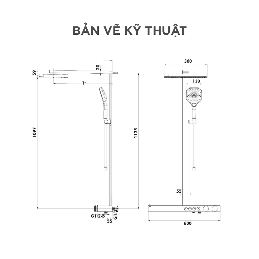 Vòi sen cây nóng lạnh Arrow AMG14GH872MB