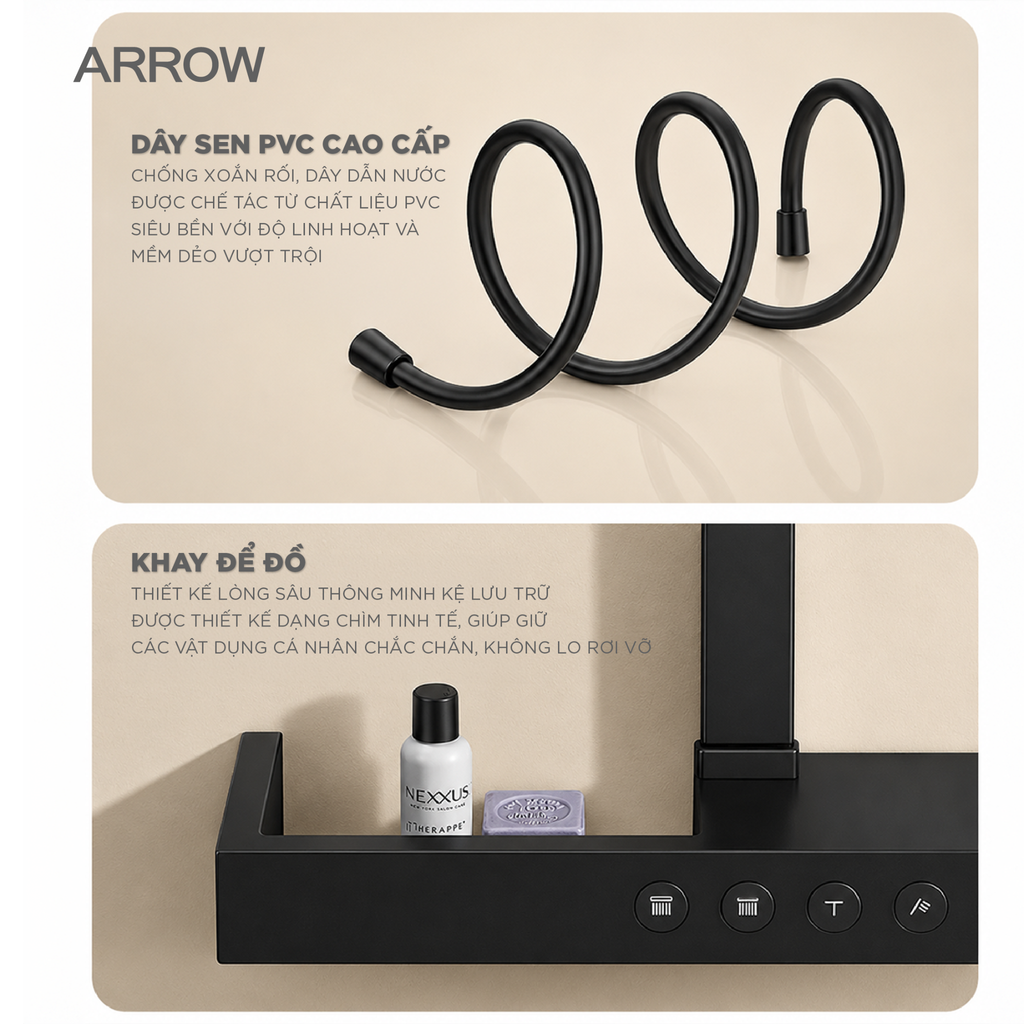 Vòi sen cây nóng lạnh Arrow AMG14GH872MB