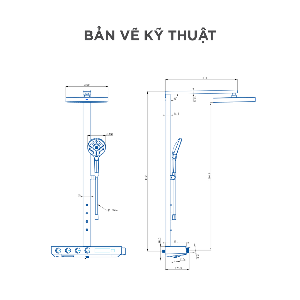 Vòi sen cây nóng lạnh Arrow AMG14GH881SGG