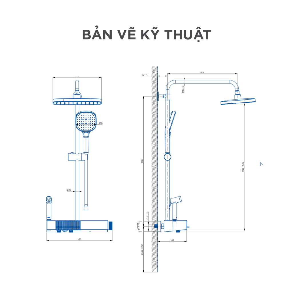 Vòi sen cây nóng lạnh Arrow AMG14S879SGGP