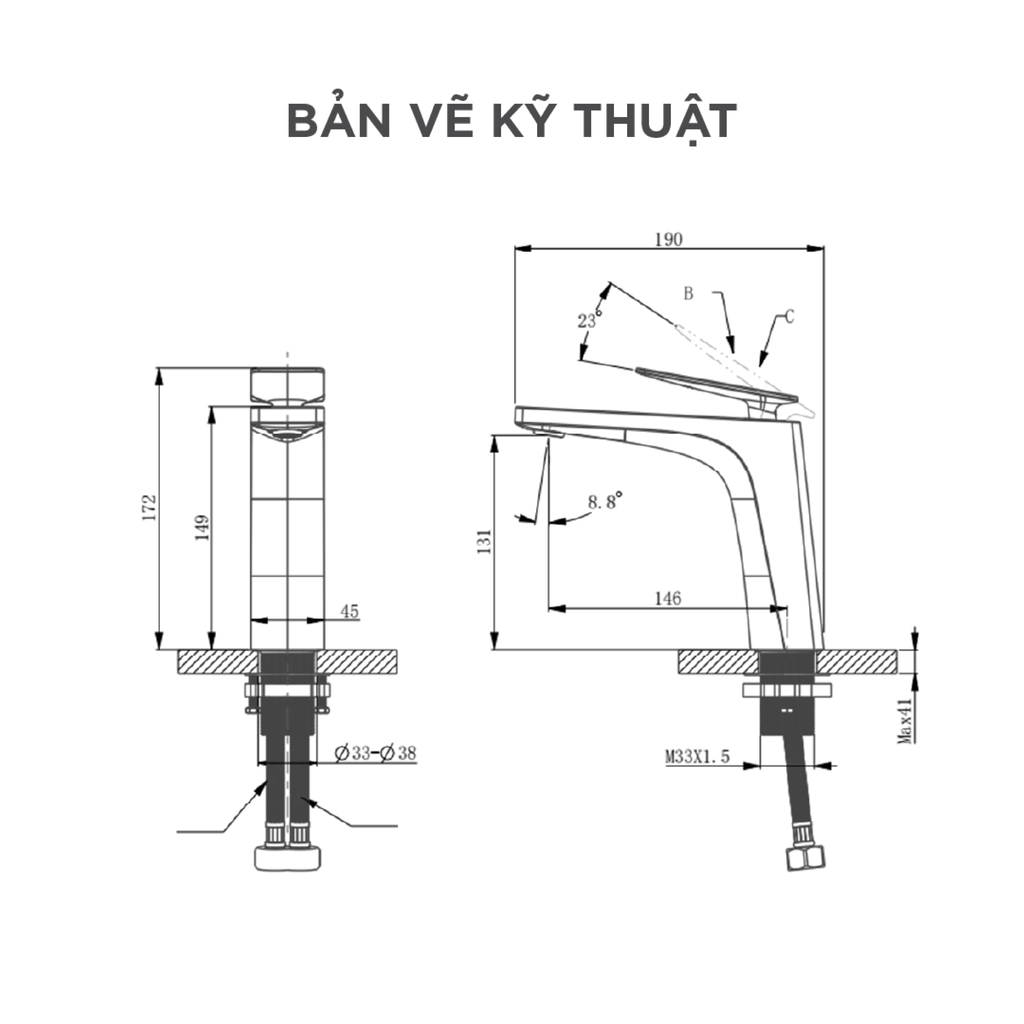 Vòi lavabo nóng lạnh Arrow AMP11856LF90