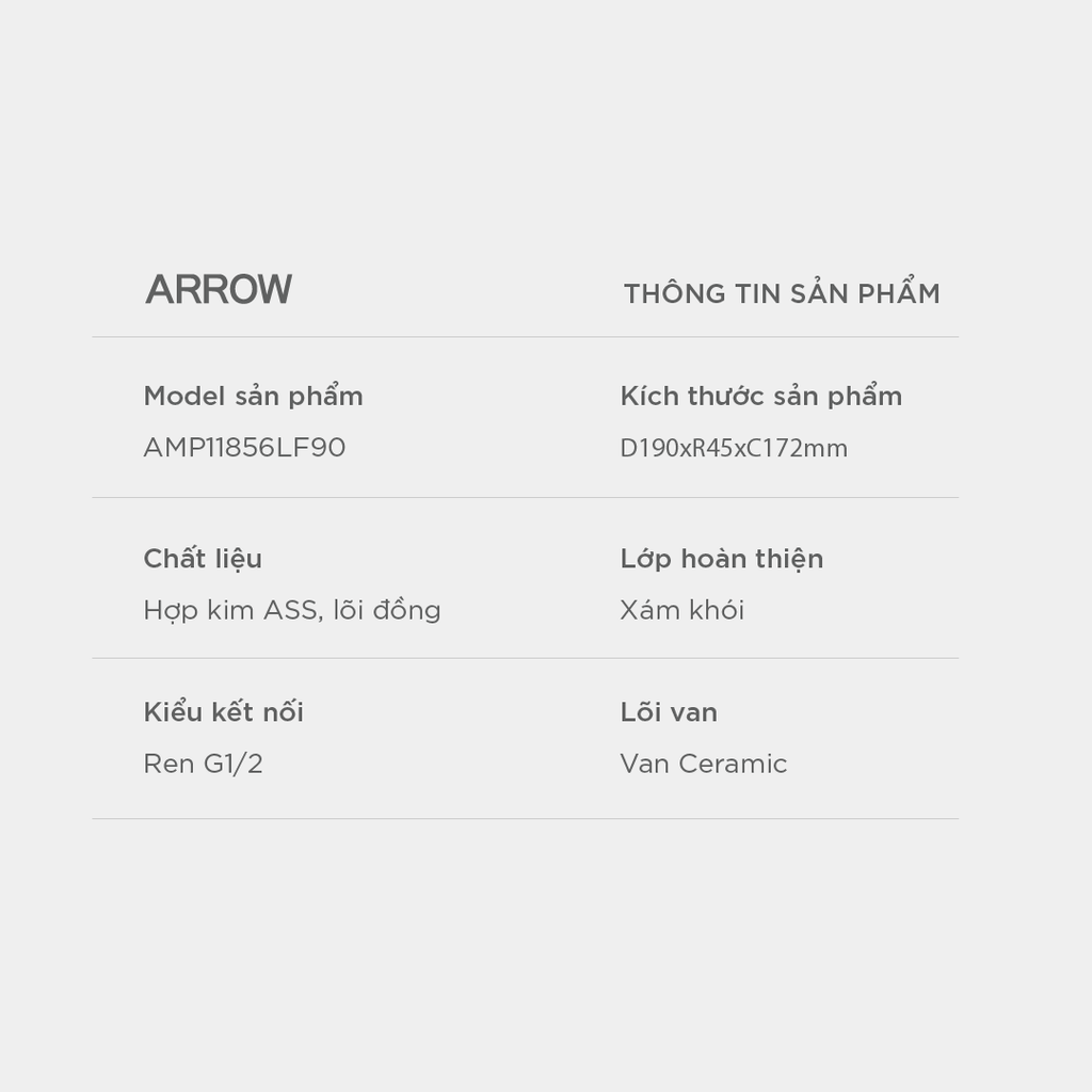 Vòi lavabo nóng lạnh Arrow AMP11856LF90