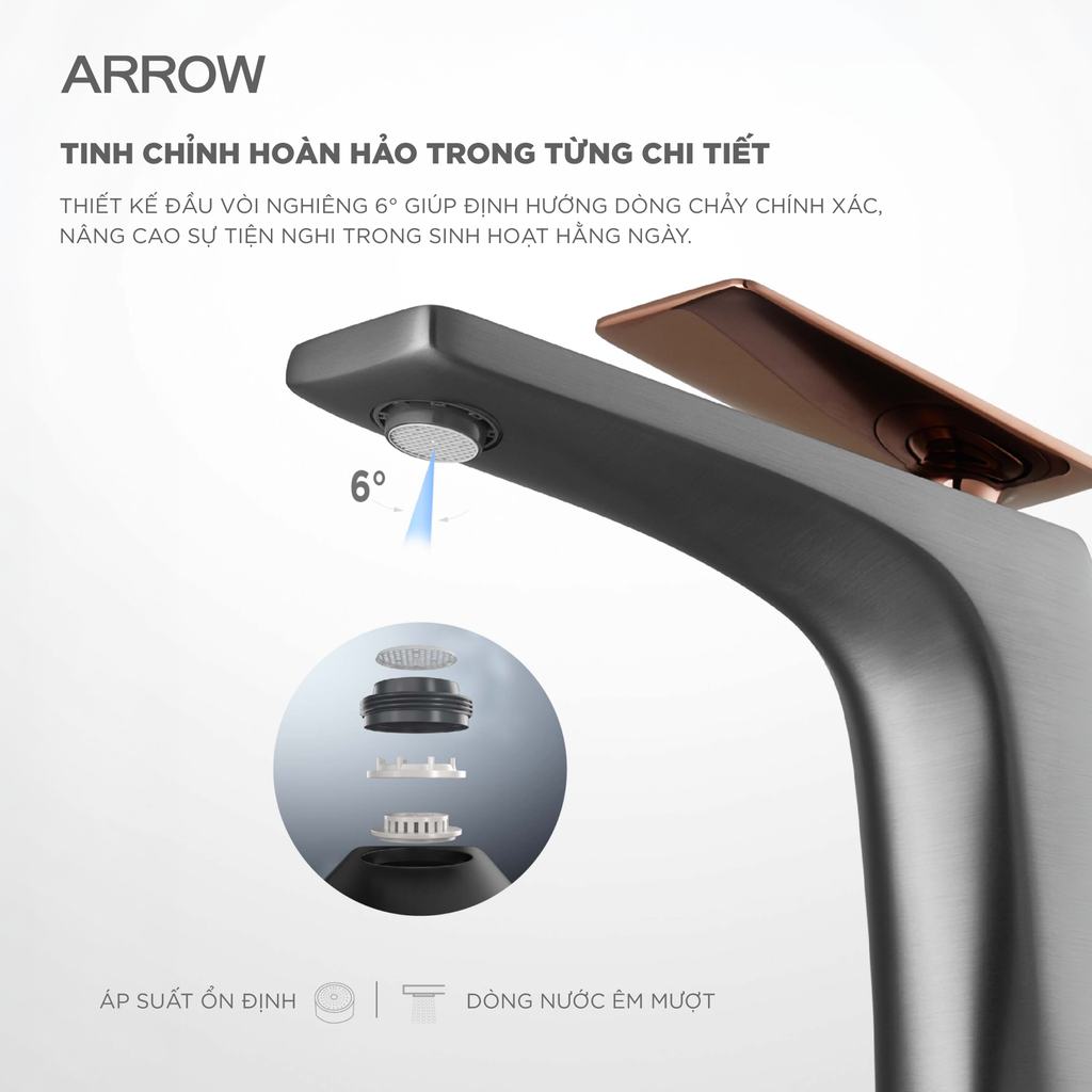 Vòi lavabo nóng lạnh Arrow AMP11856LF90