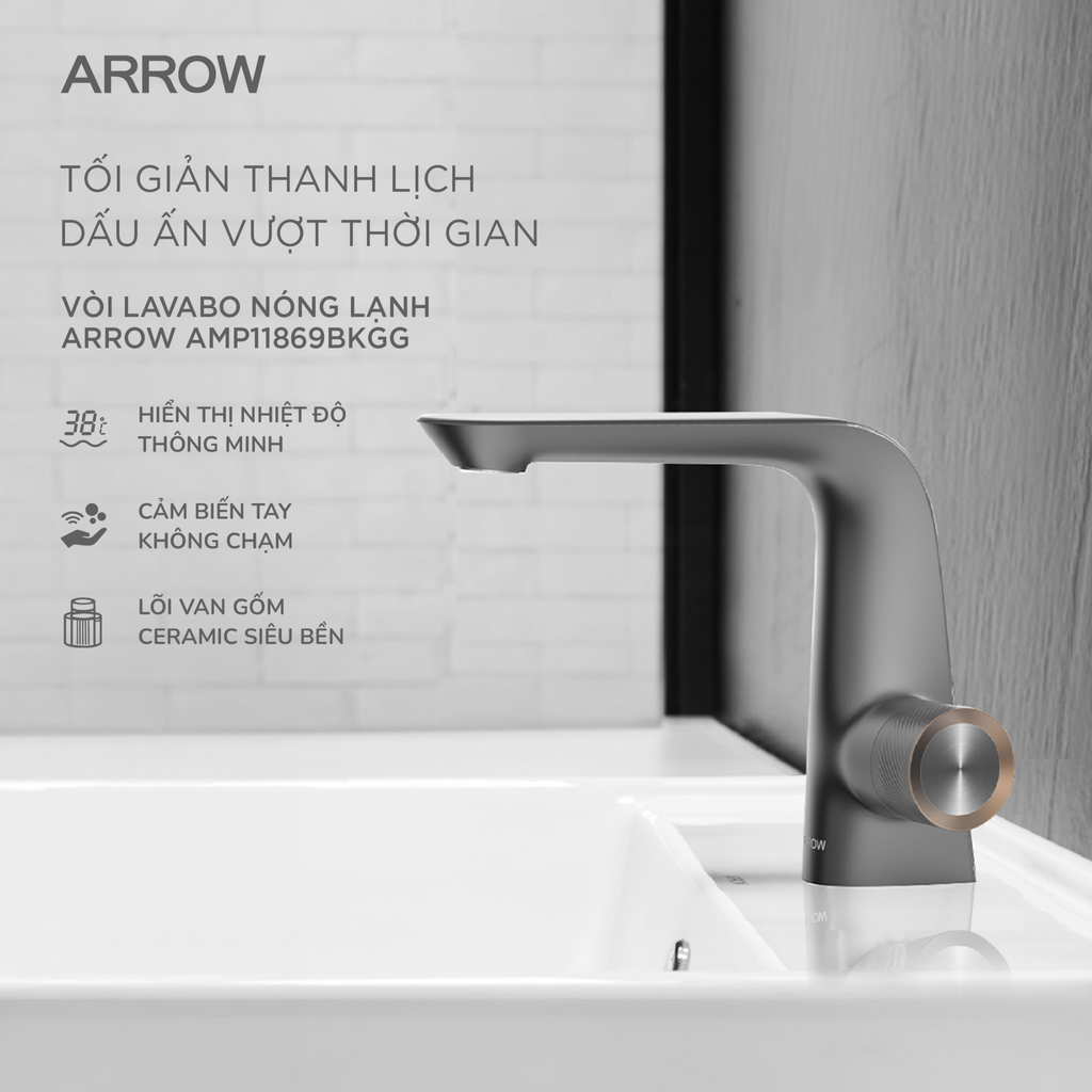 Vòi lavabo cảm ứng Arrow AMP11869BKGG