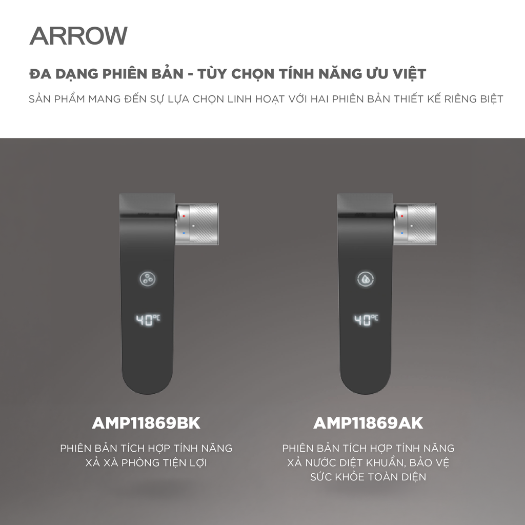 Vòi lavabo cảm ứng Arrow AMP11869BKGG