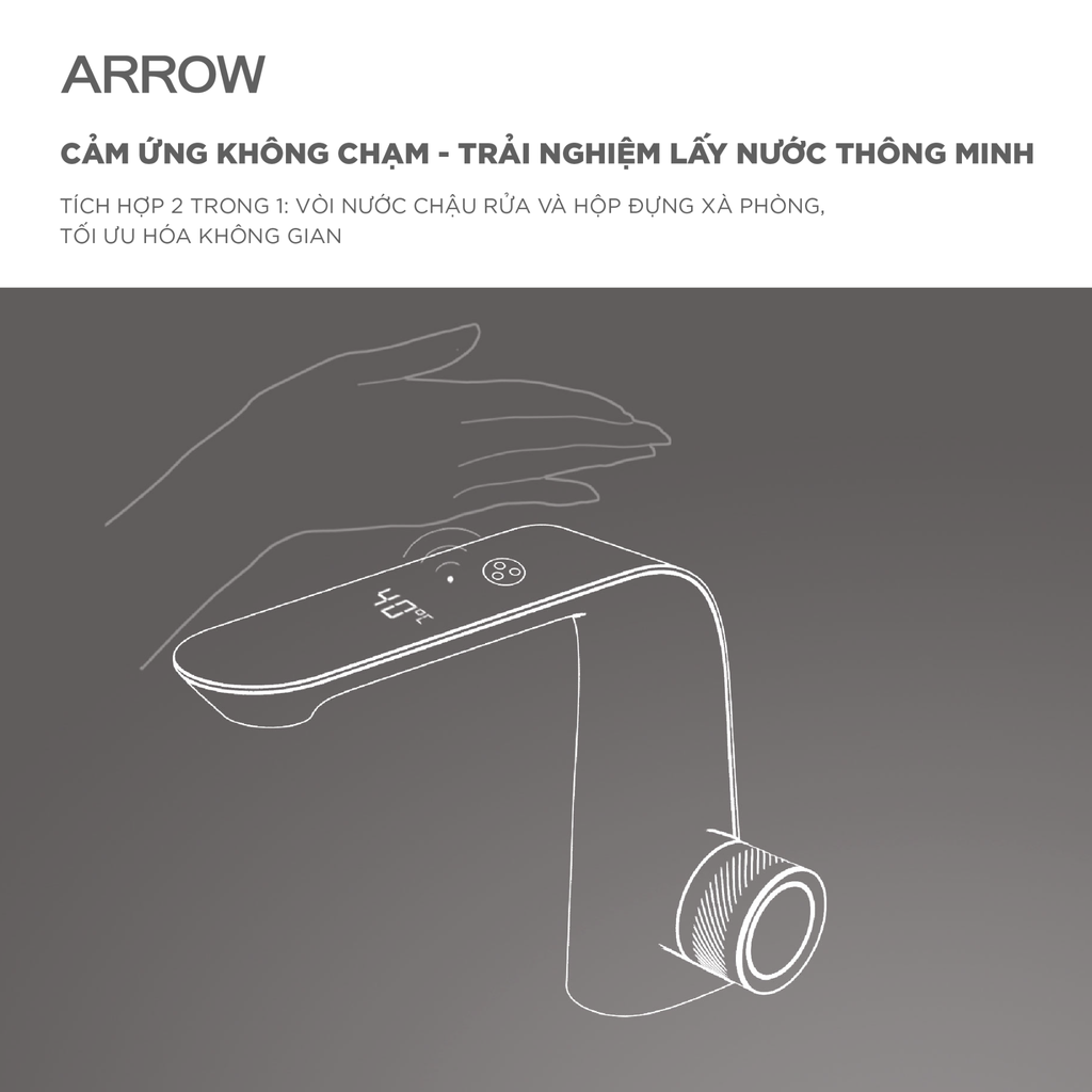 Vòi lavabo cảm ứng Arrow AMP11869BKGG
