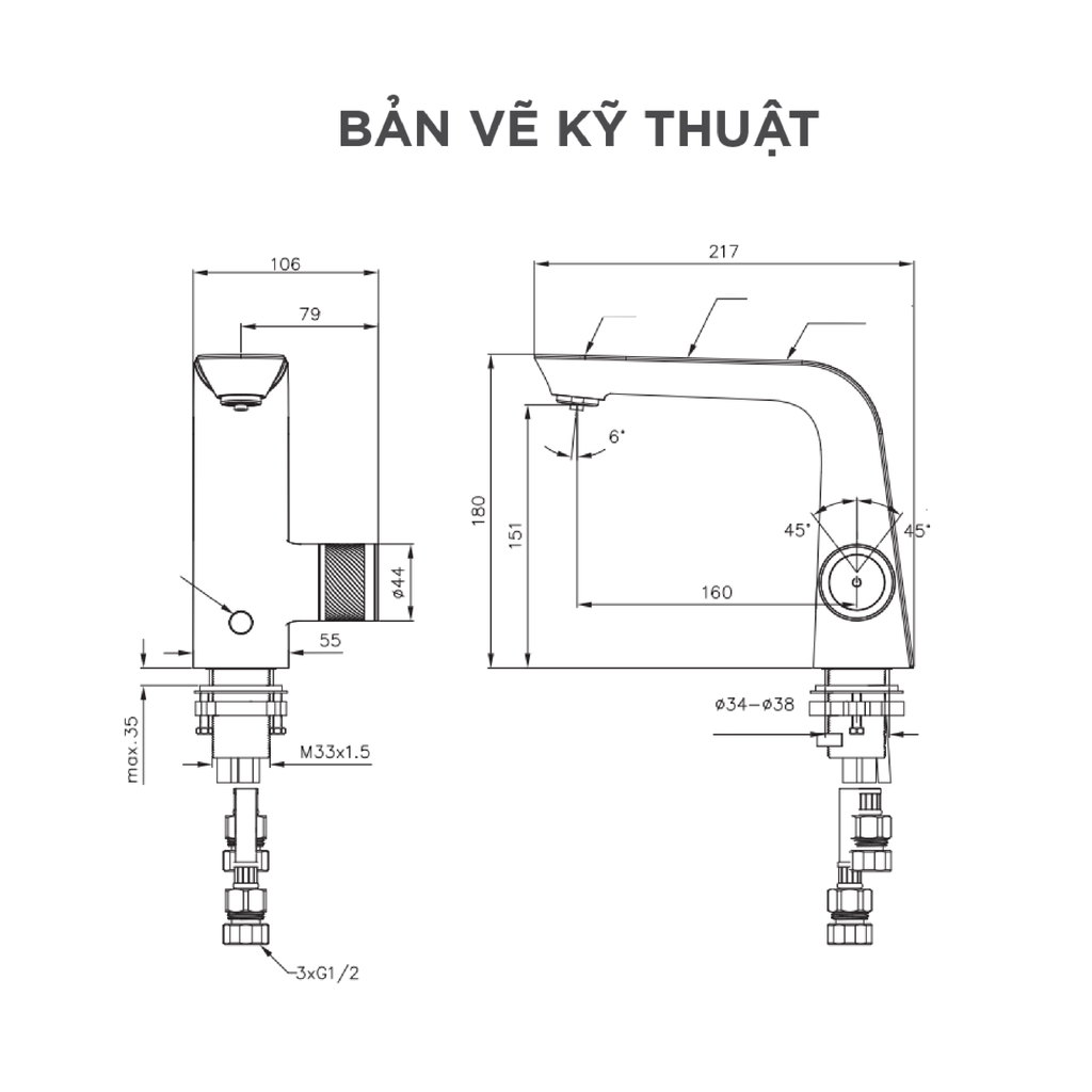 Vòi lavabo cảm ứng Arrow AMP11869BKGG