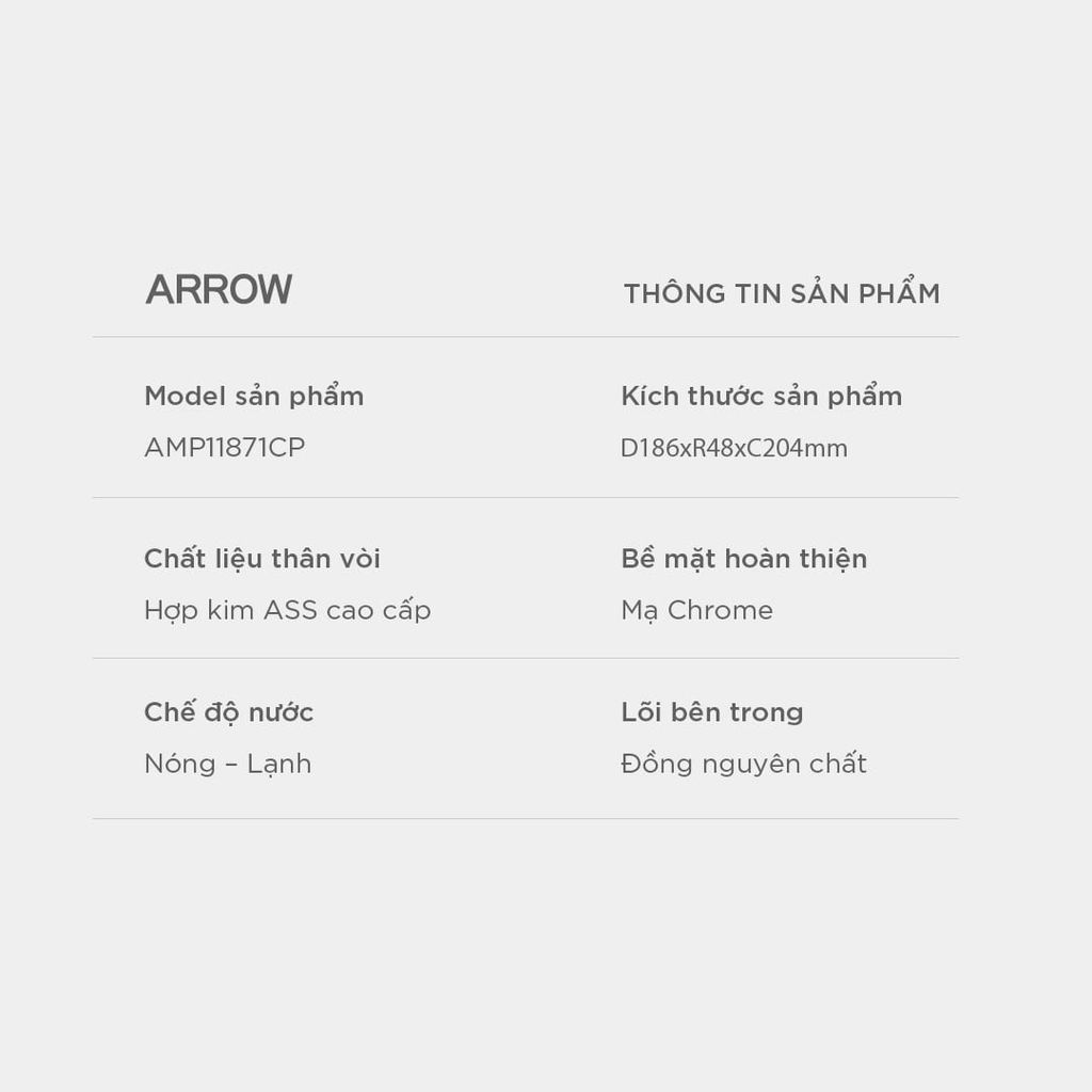 Vòi lavabo nóng lạnh Arrow AMP11871CP