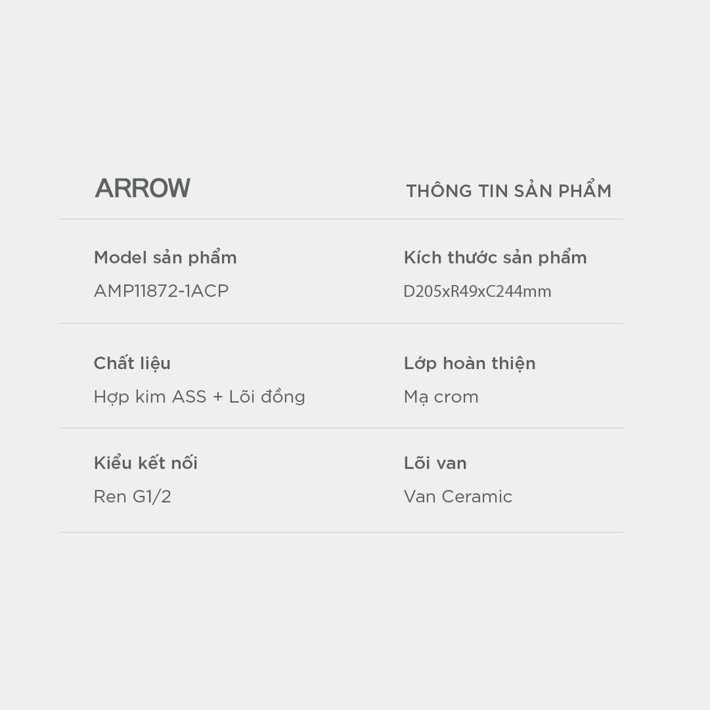 Vòi lavabo nóng lạnh Arrow AMP11872-1ACP