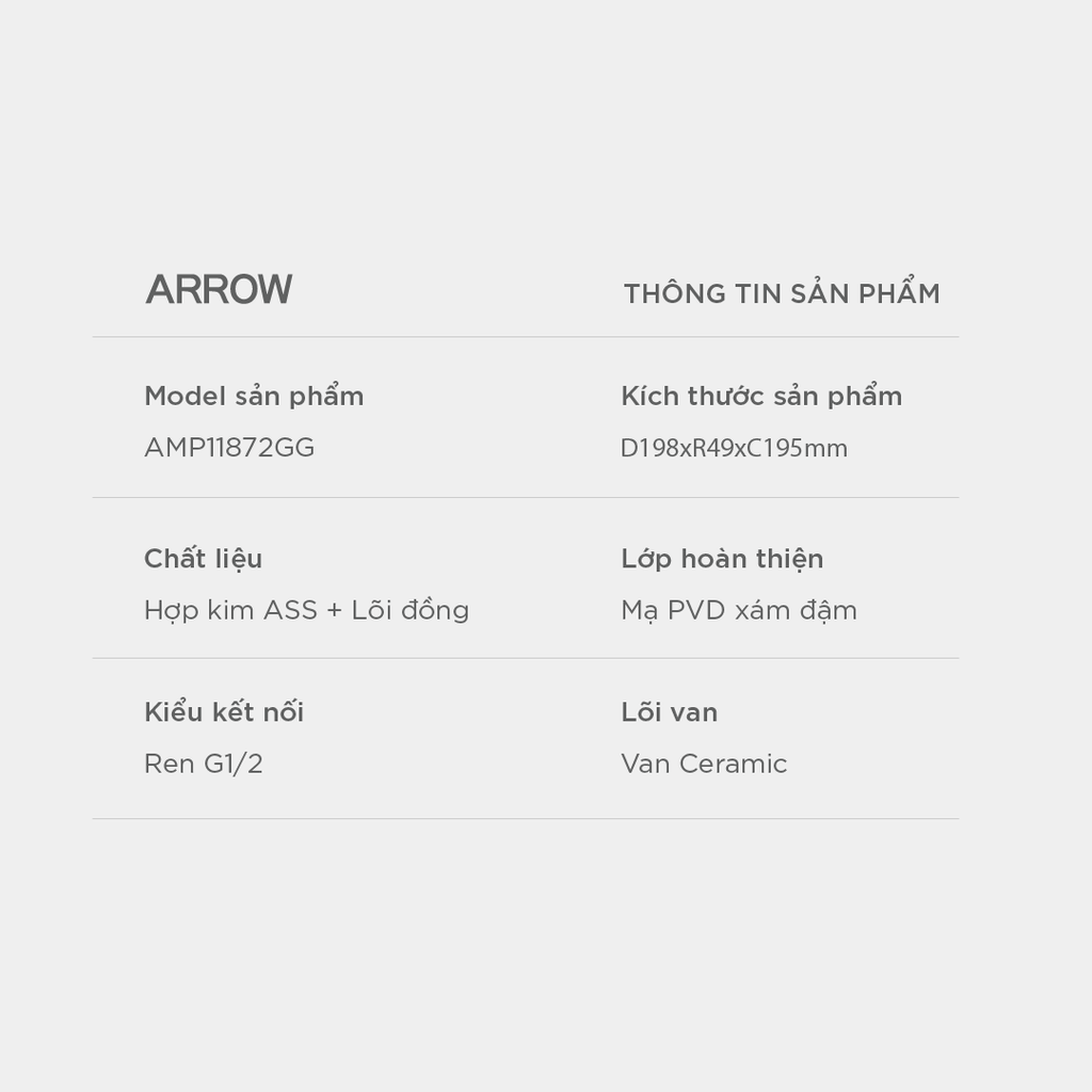 Vòi lavabo nóng lạnh Arrow AMP11872GG