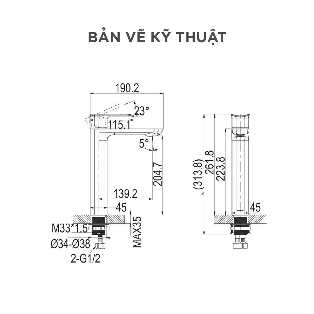 Vòi lavabo nóng lạnh Arrow AMP11893-1AGG