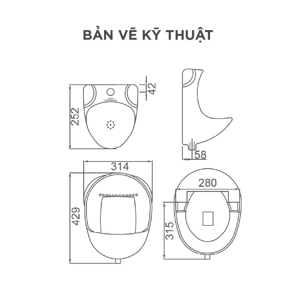Bồn tiểu nam trẻ em treo tường Arrow AN630