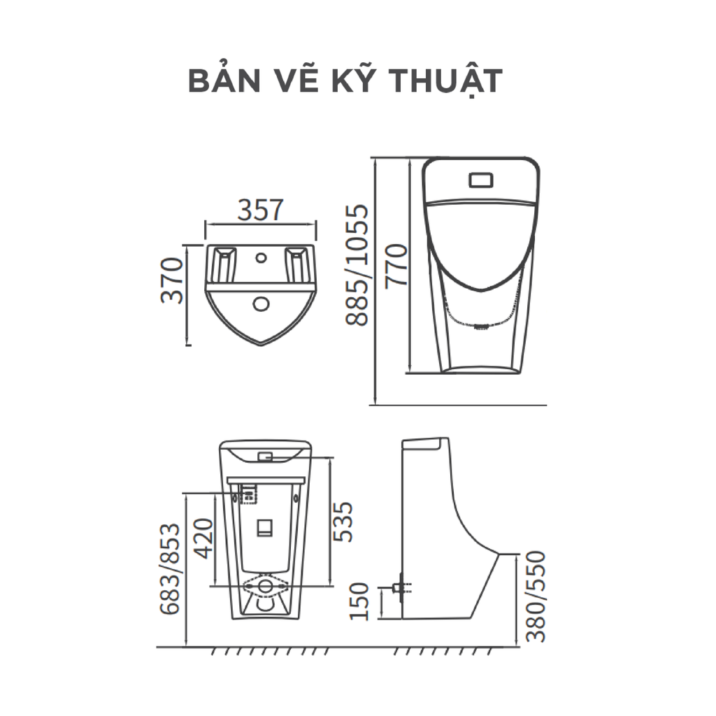 Bồn tiểu nam treo tường Arrow AN636