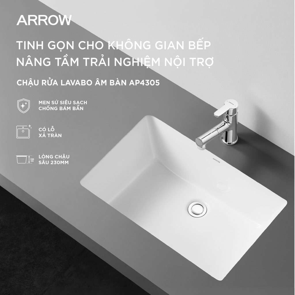Chậu rửa lavabo âm bàn Arrow AP4035