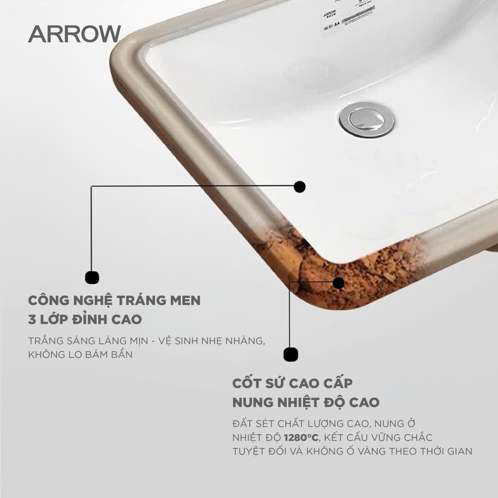 Chậu rửa lavabo âm bàn Arrow AP4035