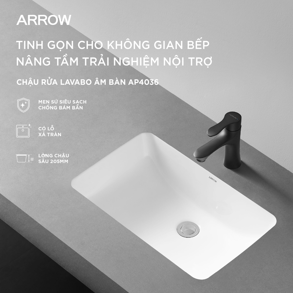 Chậu rửa lavabo âm bàn Arrow AP4036