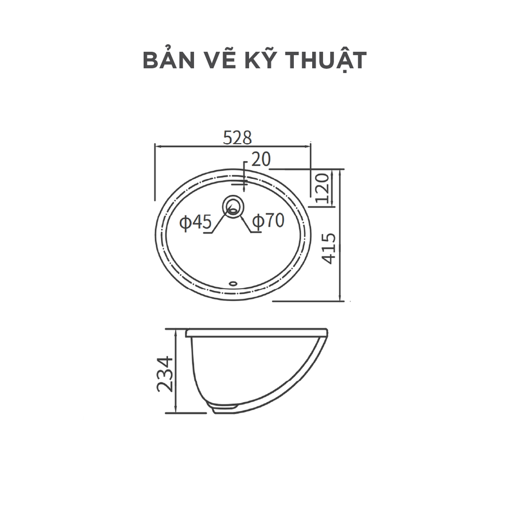 Chậu rửa lavabo âm bàn Arrow AP406E