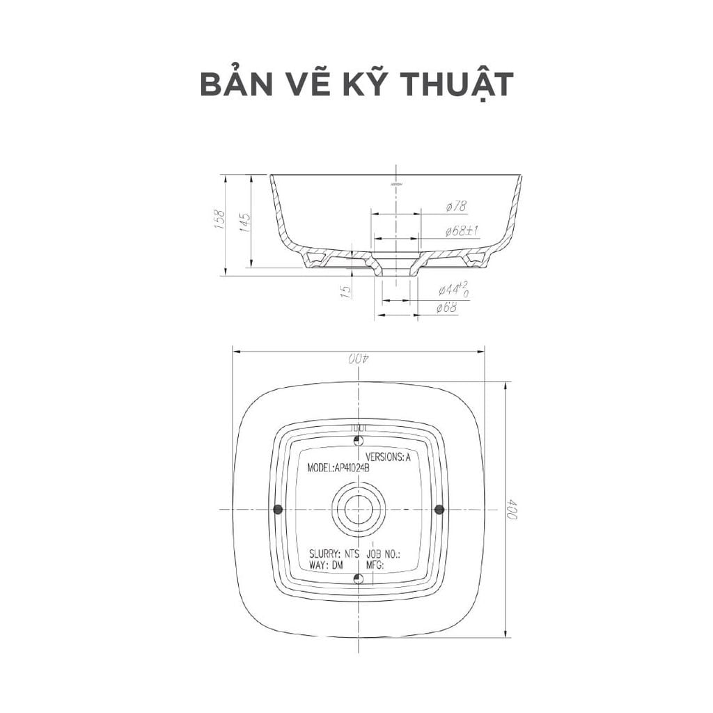 Chậu rửa lavabo đặt bàn Arrow AP41024B-SGY