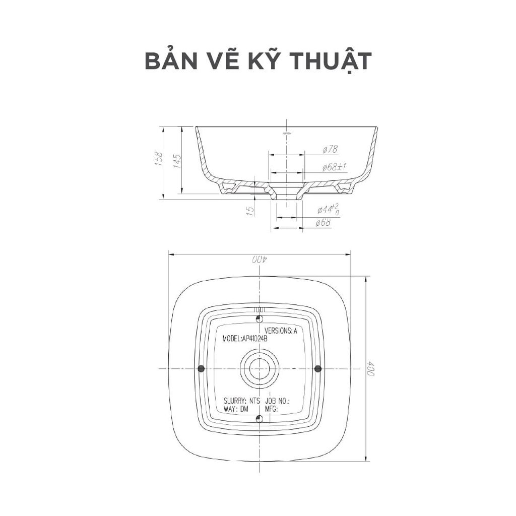 Chậu rửa lavabo đặt bàn Arrow AP41024B-TGR