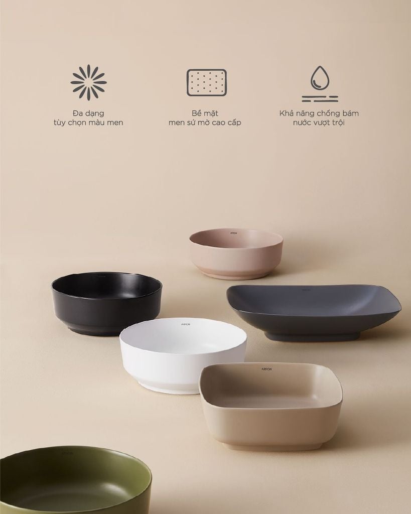 Chậu rửa lavabo đặt bàn Arrow AP41024B-TGR