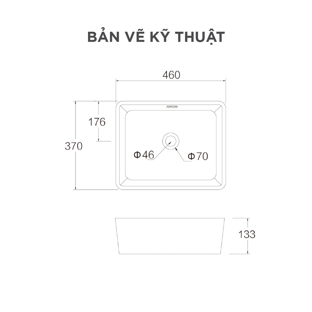 Chậu rửa lavabo đặt bàn Arrow AP439E