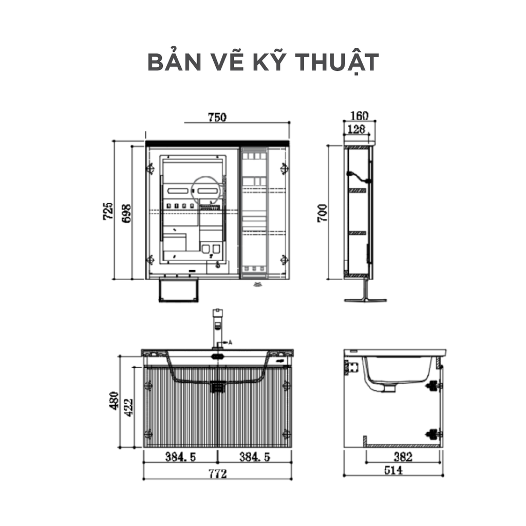 Bộ Tủ Lavabo Arrow APGMH8G31020F-SD/AP31020F và Tủ Gương Arrow AMYJH8G31020F-SD