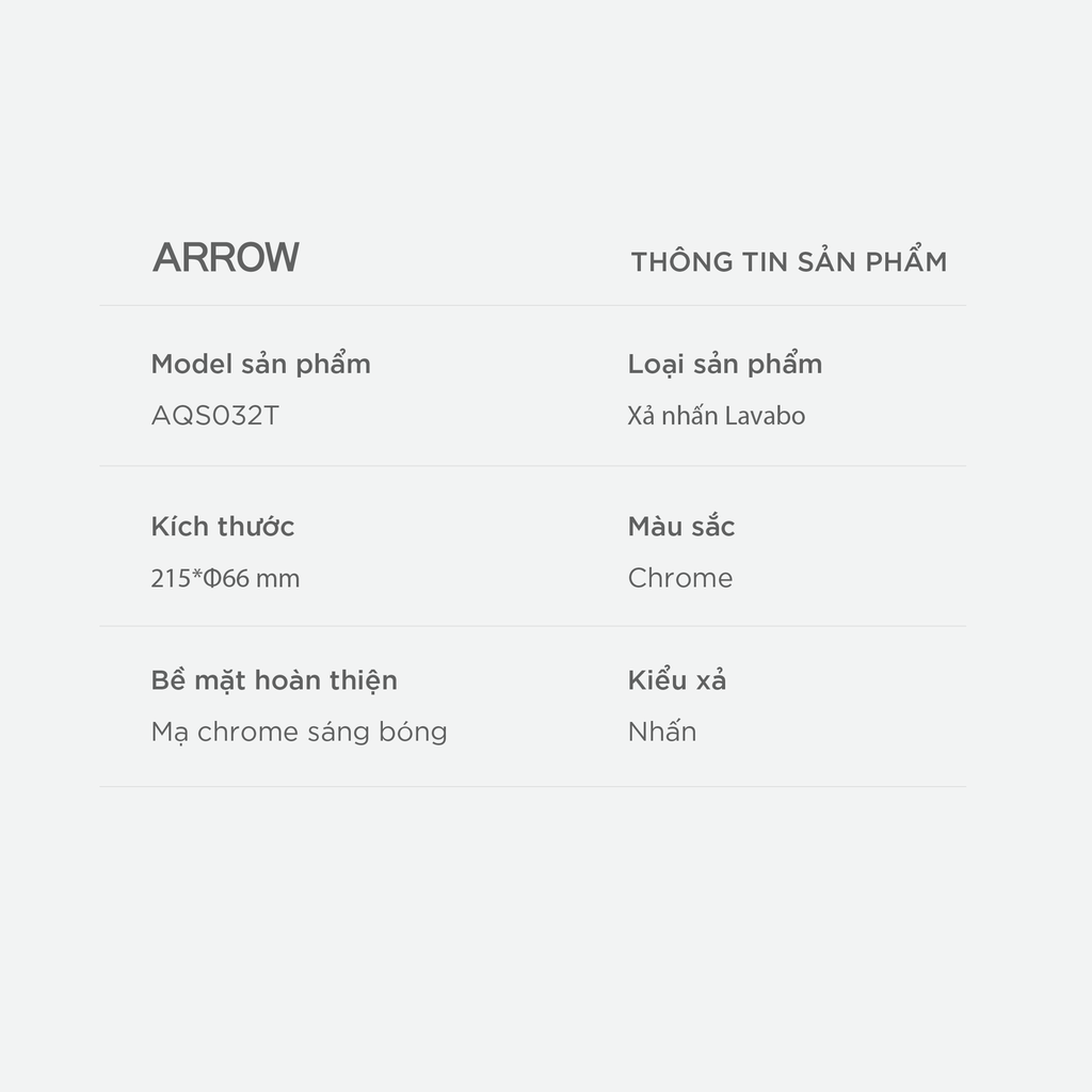 Xả nhấn Lavabo Arrow AQS032T